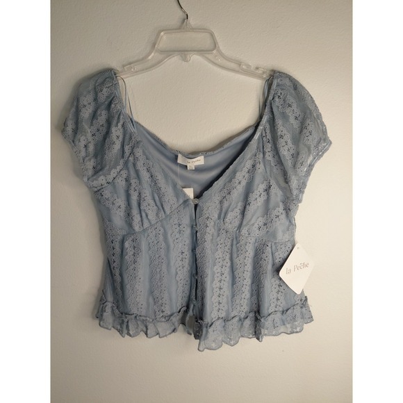 La Peche Tops - XL La Peche Y2K Babydoll Cottagecore Coquette Lace Floral Dainty Boho  Juniors